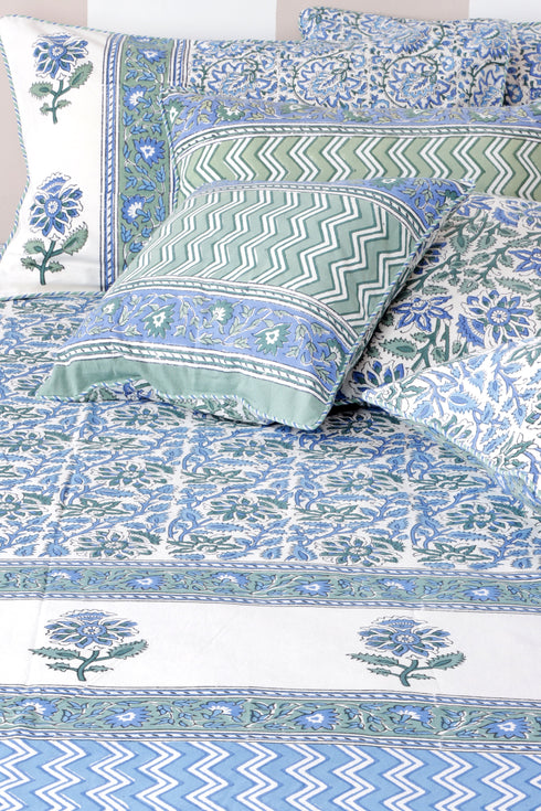 20s Cotton Bed Cover in Block Print